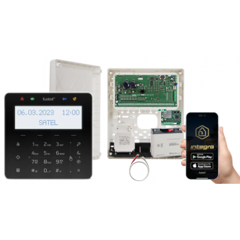 ZESTAW ALARMOWY SATEL INTEGRA 256 PLUS + INT-KSG2R-B + OPU-3P + AWT800 + 17Ah + INT-GSM LTE